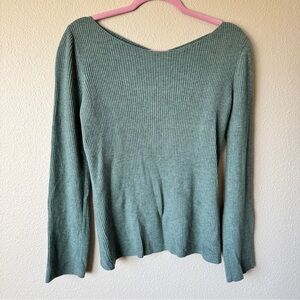 Babaton Green Ribbed Knit Sweater Womens S Cross Over Back Casual Fall Classic